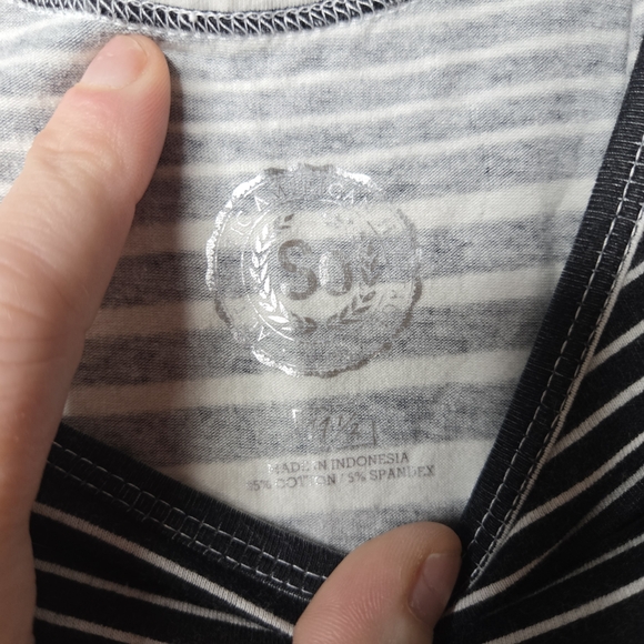 Girls Size 14 Black White Striped Fit & Flare Dress Crisscross Back Stretch - Picture 2 of 4